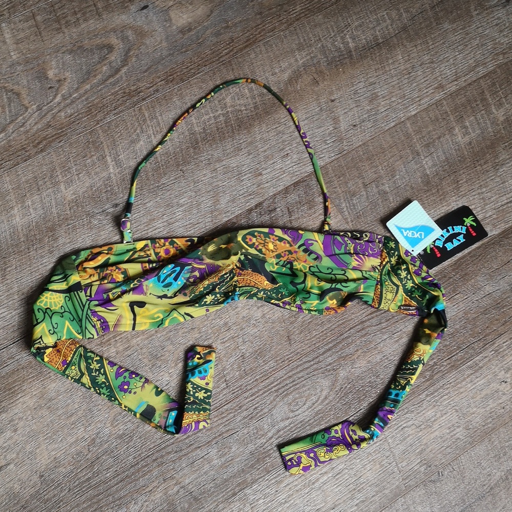 Bikini Bay Bandeau bathing suit top removable strap size 10